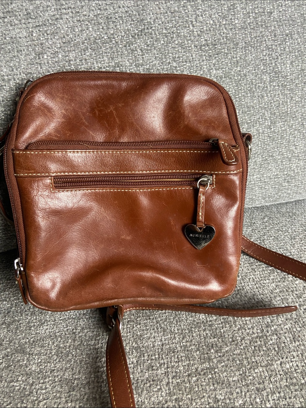 Aurielle Chestnut Brown Leather Messenger Crossbody